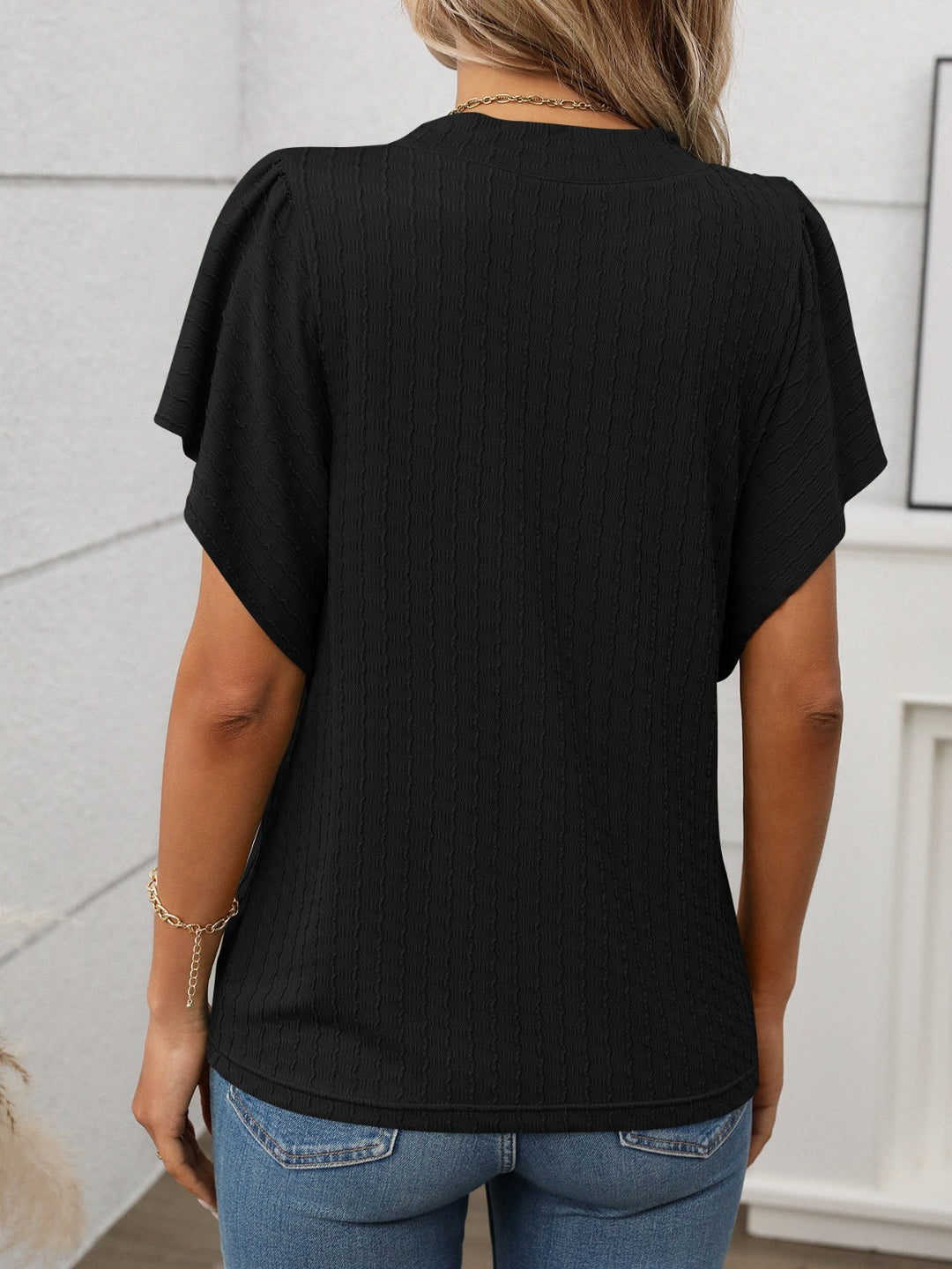 Damen T-Shirt mit Rundhalsausschnitt und Flügelärmeln