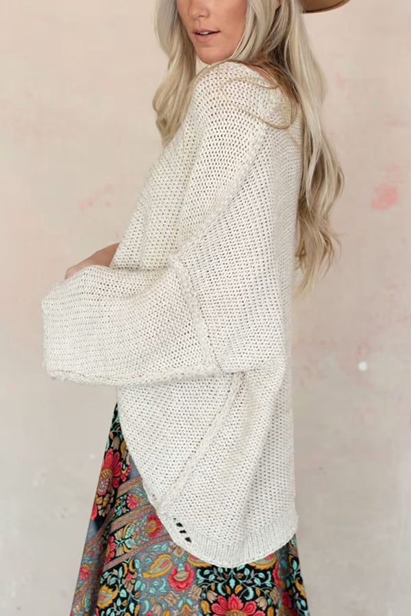 Gemütlicher Grobstrickpullover mit Rundhalsausschnitt
