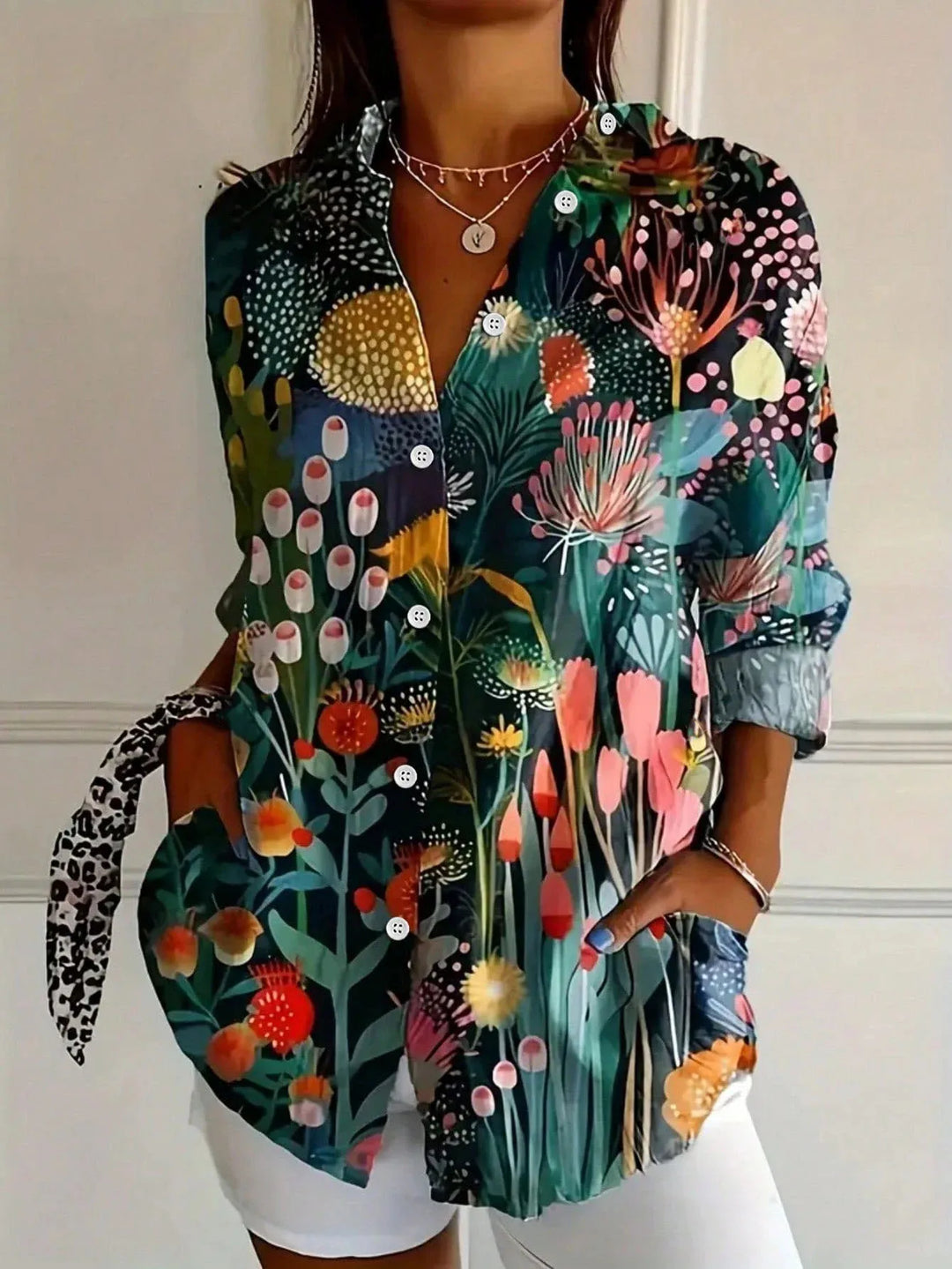 Elegantes Langarmshirt mit bedrucktem Muster für Damen