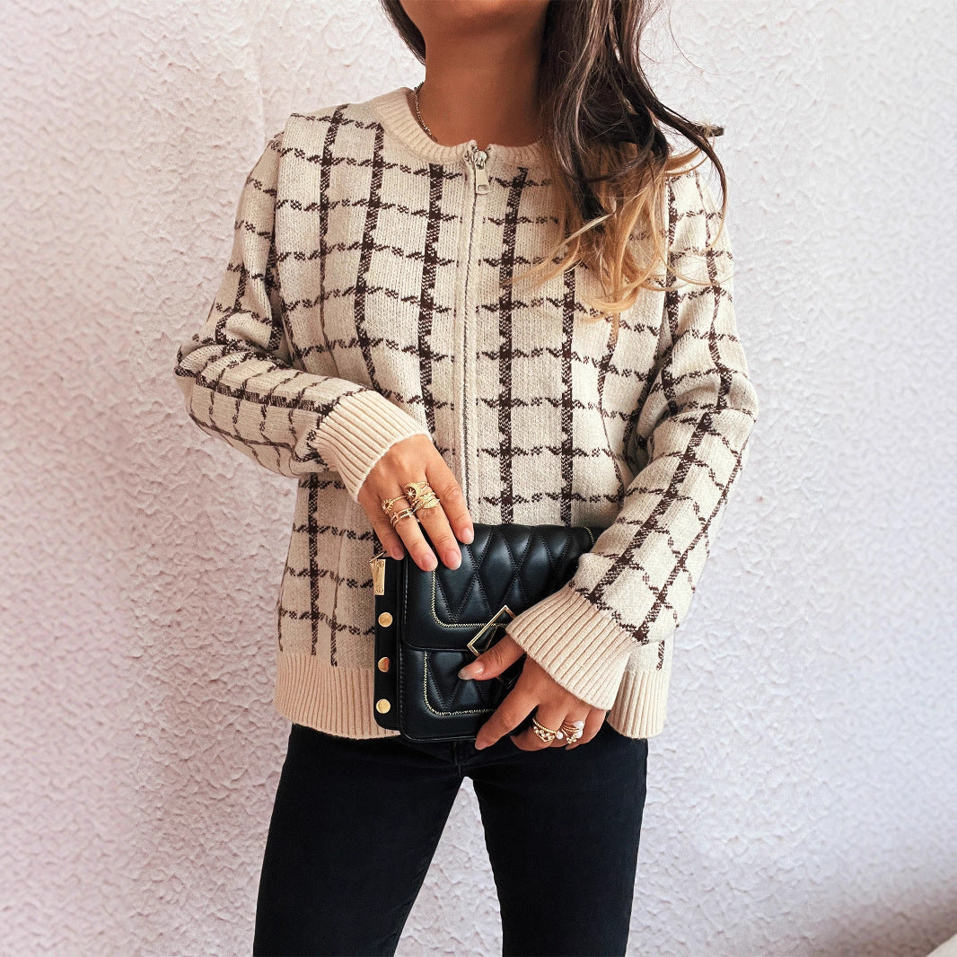 Gemütlicher karierter Cardigan mit Taschen für den Alltagsstil