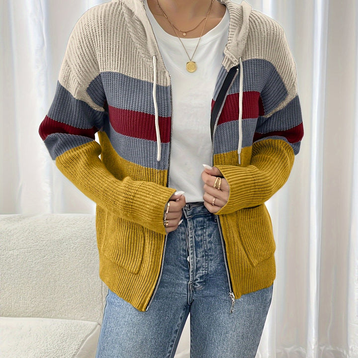 Women's Colorblock Hooded Cardigan