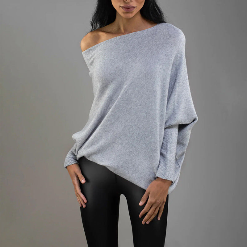 Gemütlicher übergroßer Strickpullover mit Carmenausschnitt