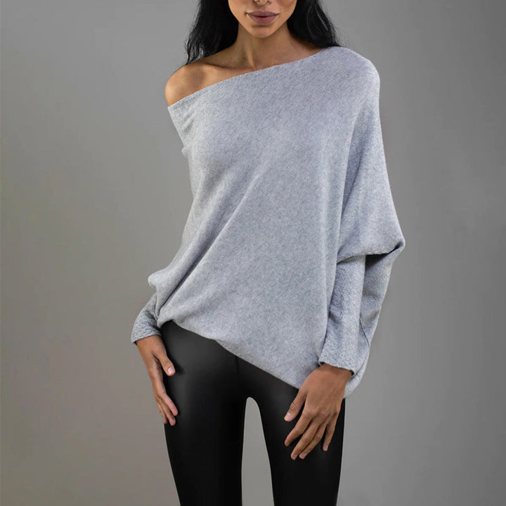 Gemütlicher übergroßer Strickpullover mit Carmenausschnitt