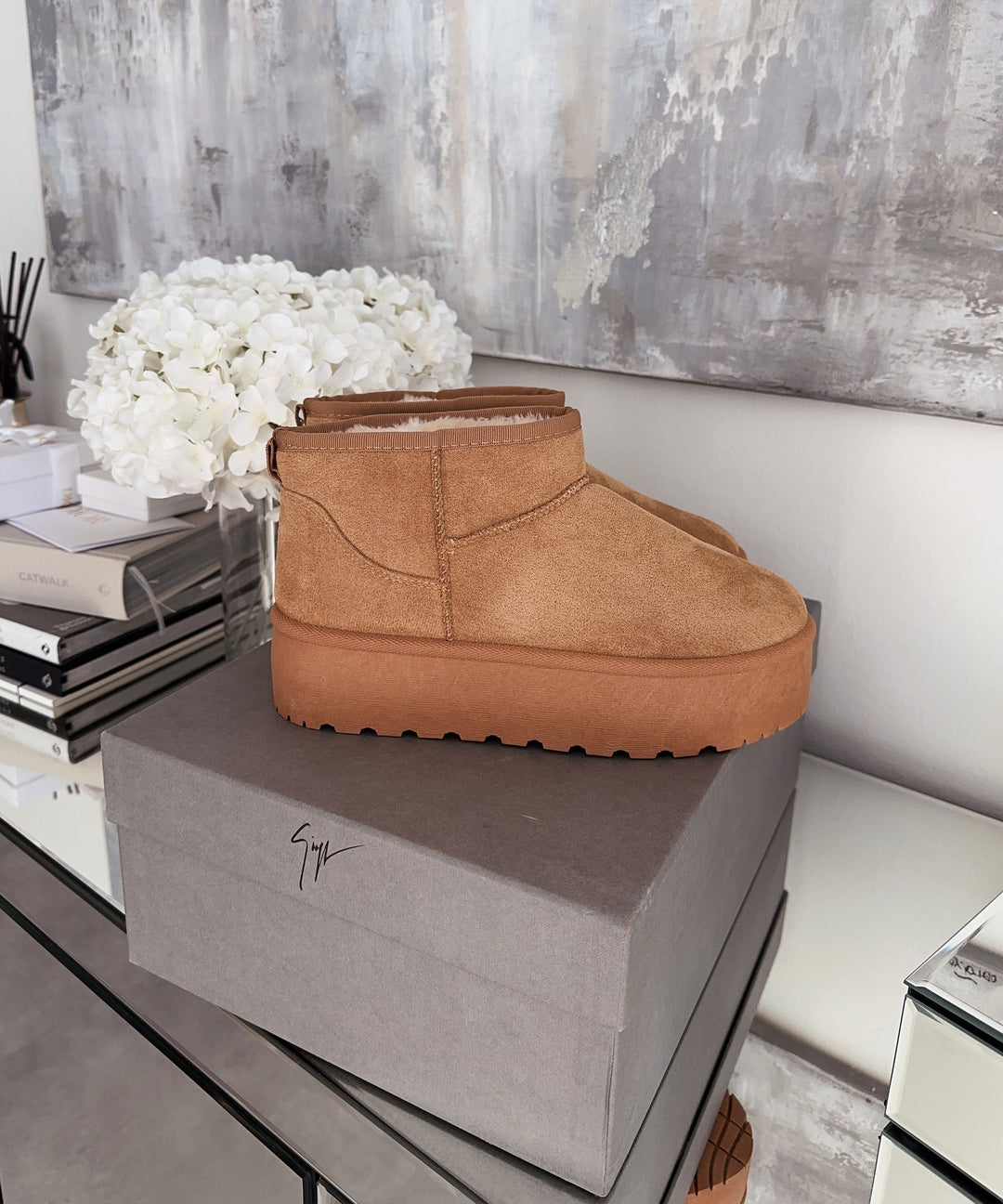 Braune Leder-Plateau-Stiefeletten für stilvollen Alltagsschick
