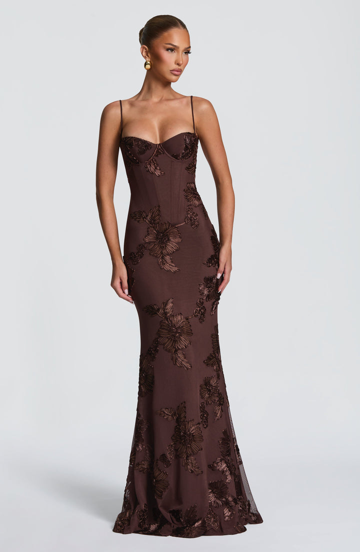 Damen Velours Maxikleid