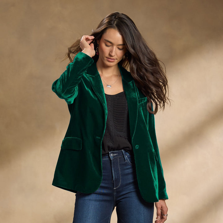 Gestickte Samt-Herbstjacke