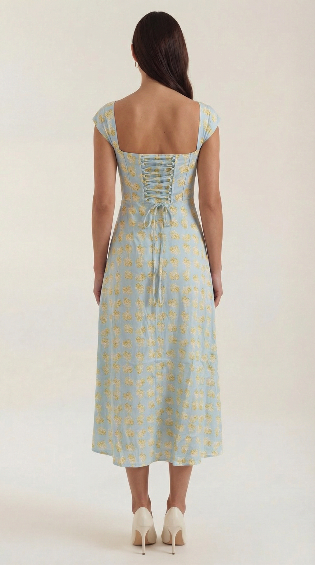 Damen Korsett Midikleid Elegantes Hochzeitsgastkleid