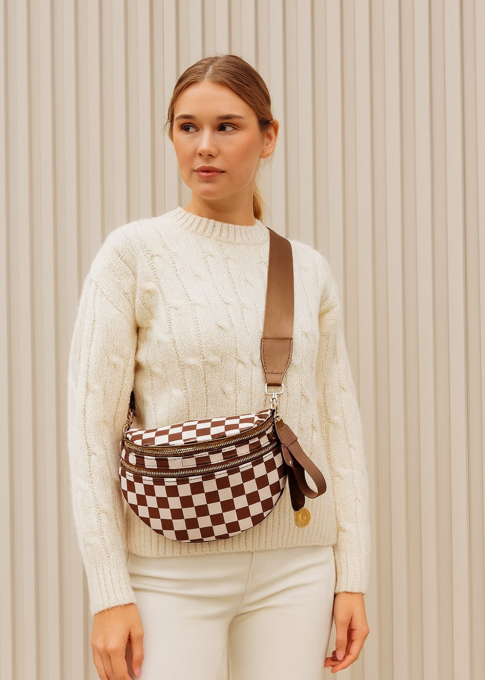 Elegante Gürteltasche aus echtem Leder für freihändige Mode