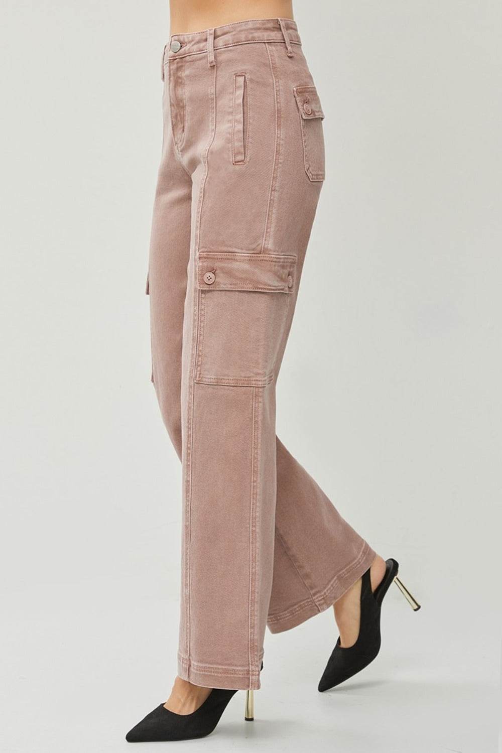 Damen High-Waist Cargo-Jeans