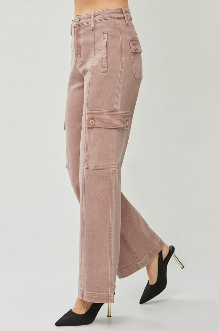 Damen High-Waist Cargo-Jeans
