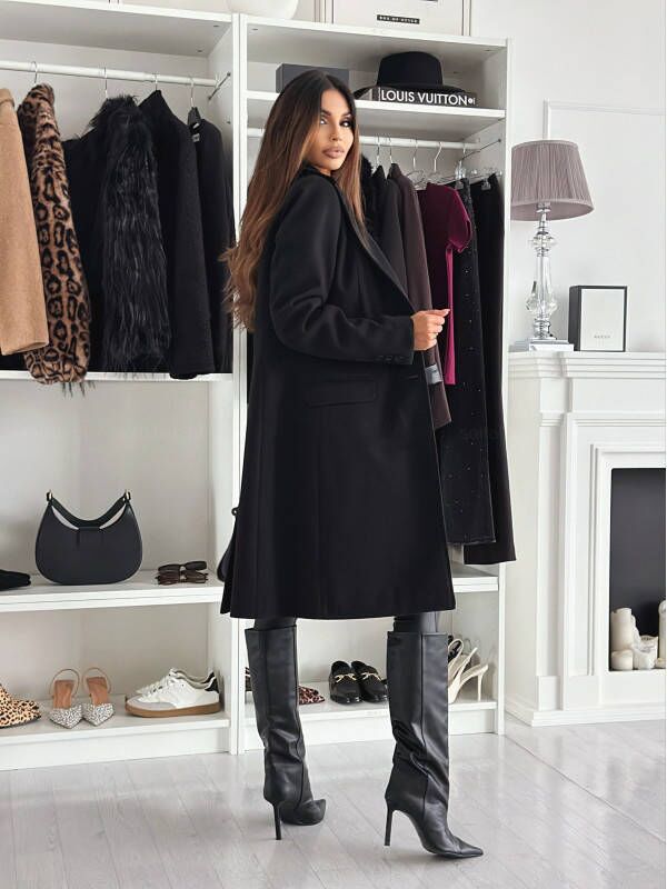 Schicker langer Wintermantel aus Wollmischung für Damen