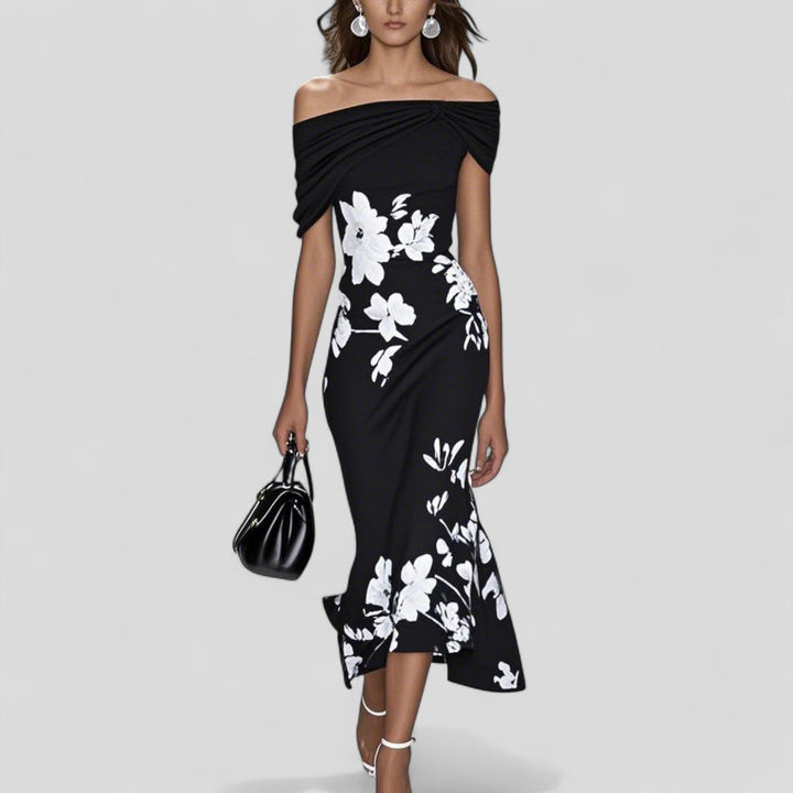 Midi-Kleid mit auffälligem Muster, leichtgewichtiger Stoff