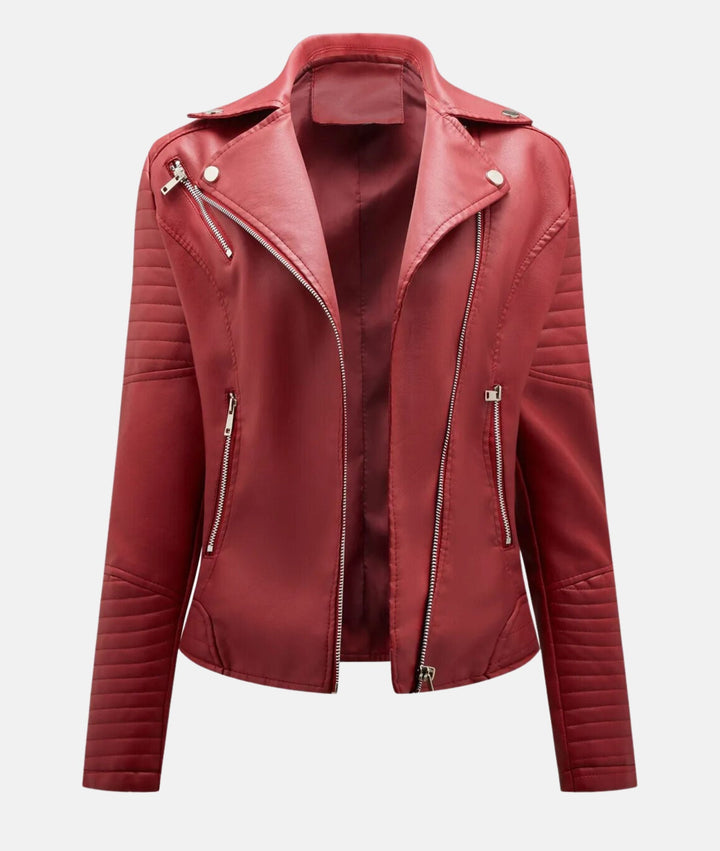 Schicke Damen Bikerjacke aus Kunstleder
