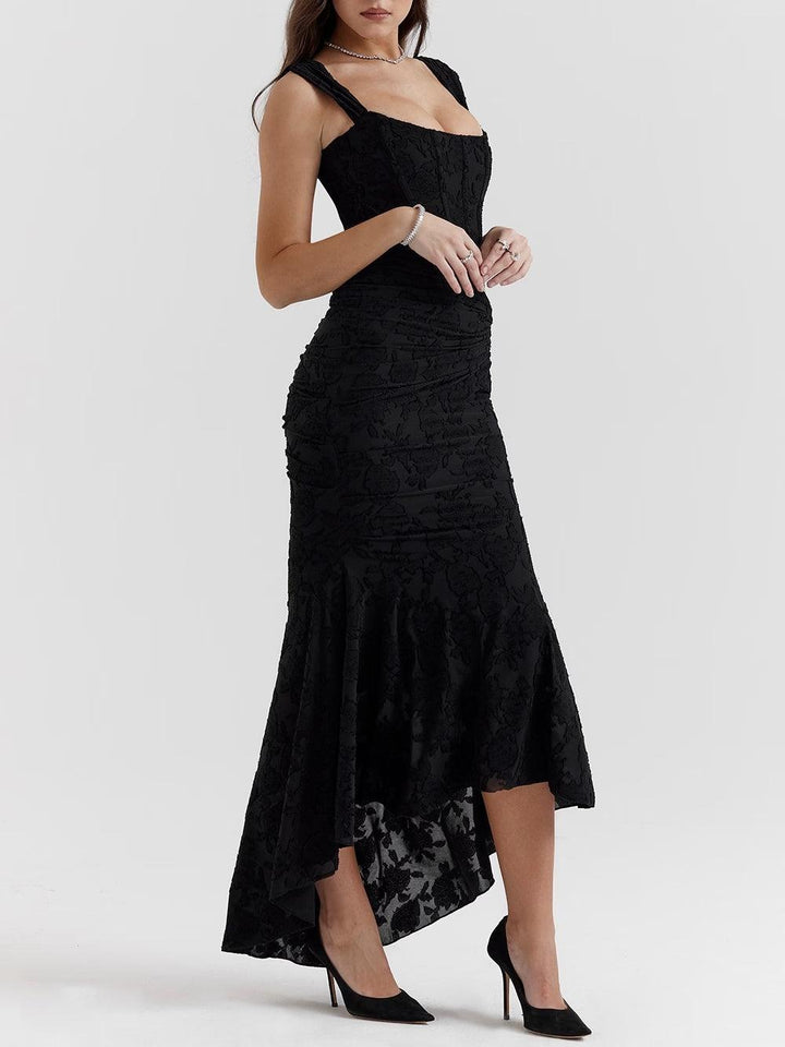 Blaues Glockenblumen-Maxikleid