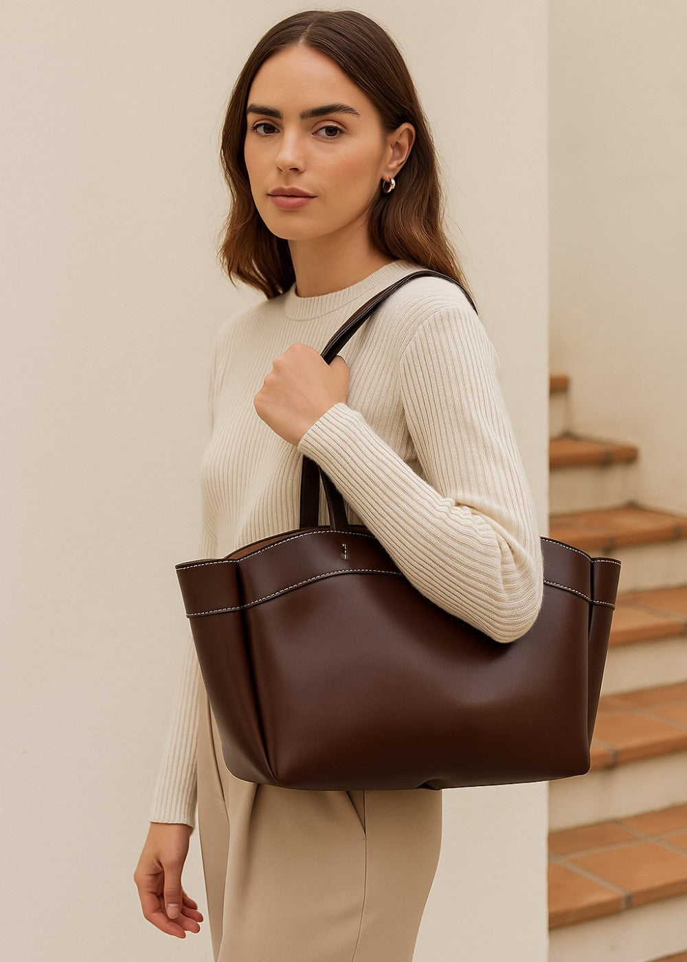 Klassische Ledertasche Tote