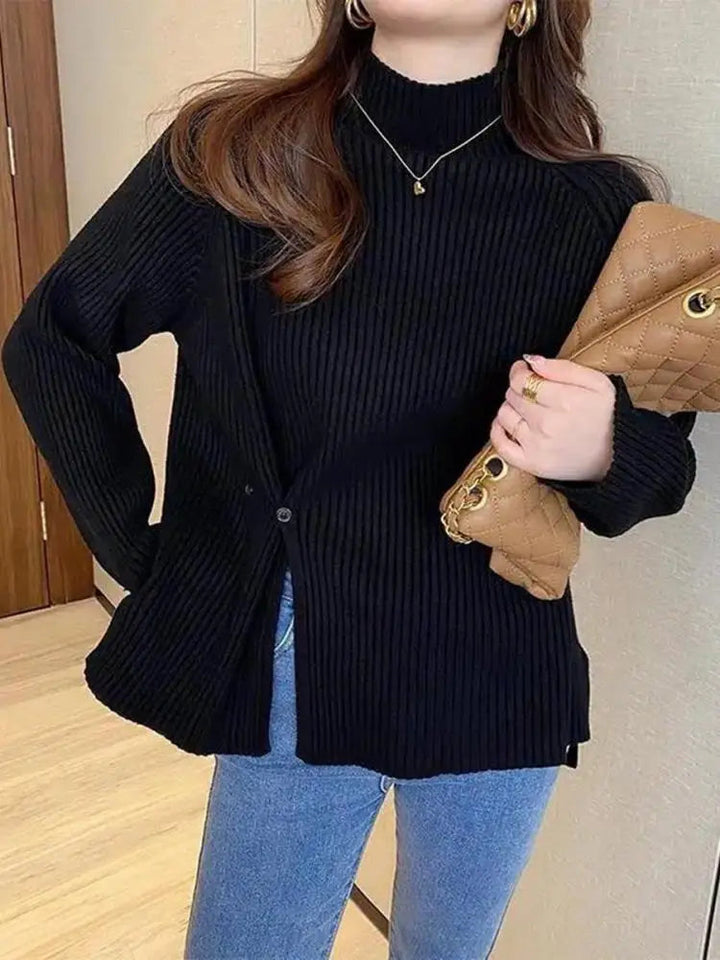 Damen Strick Rollkragen Slim Fit Pullover