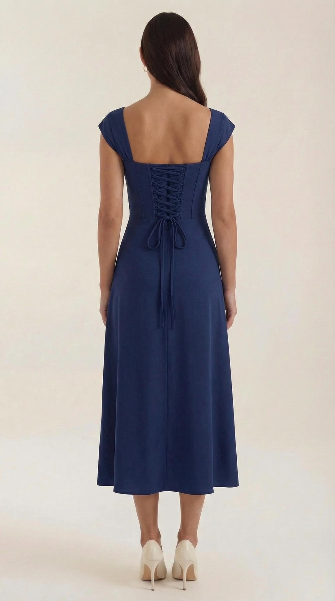 Damen Korsett Midikleid Elegantes Hochzeitsgastkleid