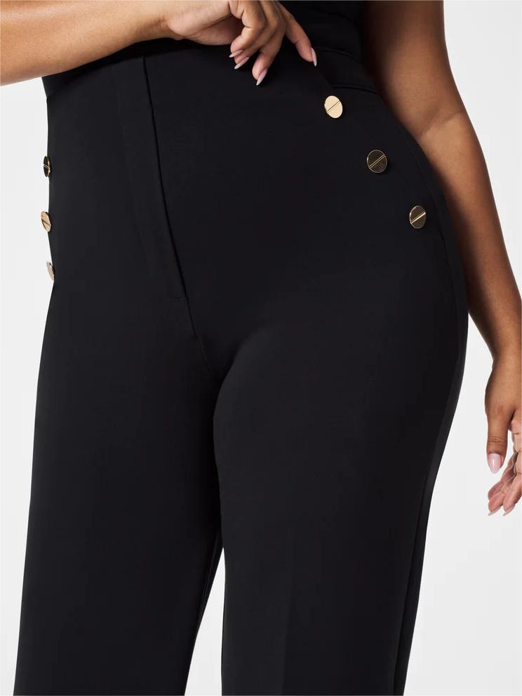 High-waisted, wide-cut trousers with hidden tummy comfort 