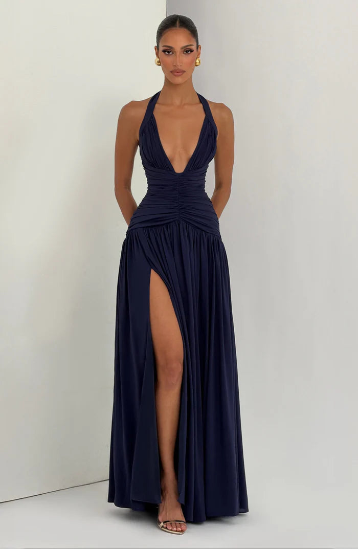 Ärmelloses Damen-Maxikleid mit V-Ausschnitt