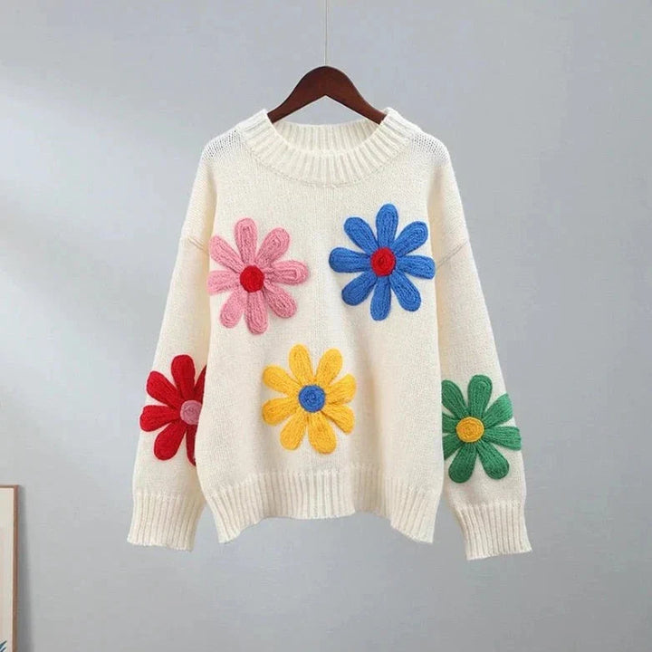 Eleganter Blumenkunstpullover für gemütlichen Saisonstil