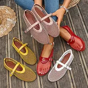 Damen Mary Jane Ballerinas aus Mesh in schräger Seitenansicht
