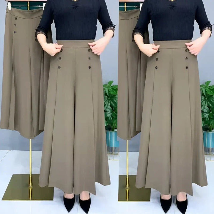 Damen Weitbein Hose mit fließendem Fall, Rückansicht