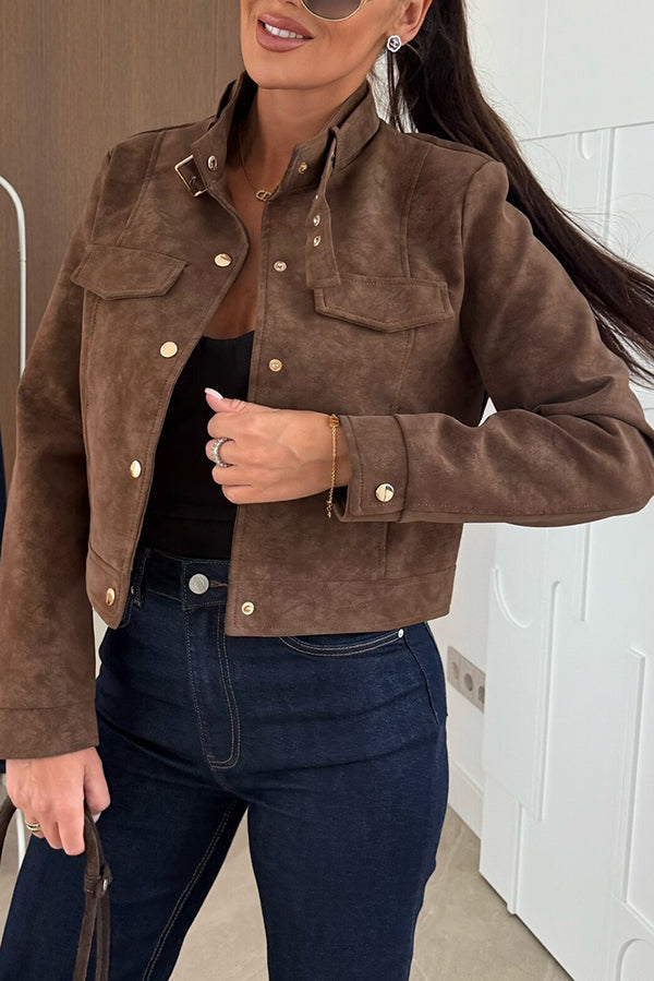 Schicke langärmelige Freizeitjacke mit Knöpfen