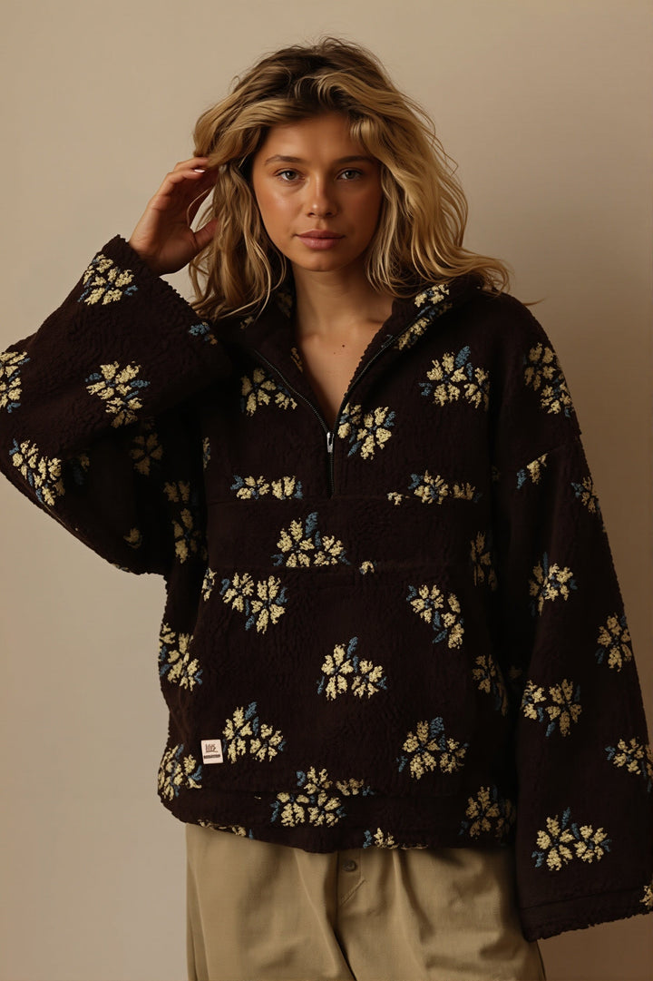 Kuschelige Damen-Fleecejacke mit praktischem Halbzip-Reißverschluss