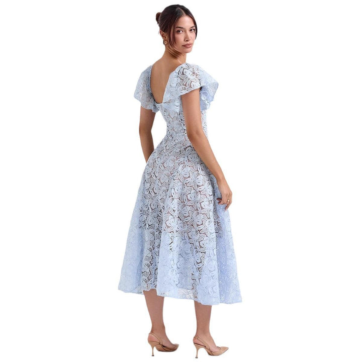 Spitzen-Midikleid Blau