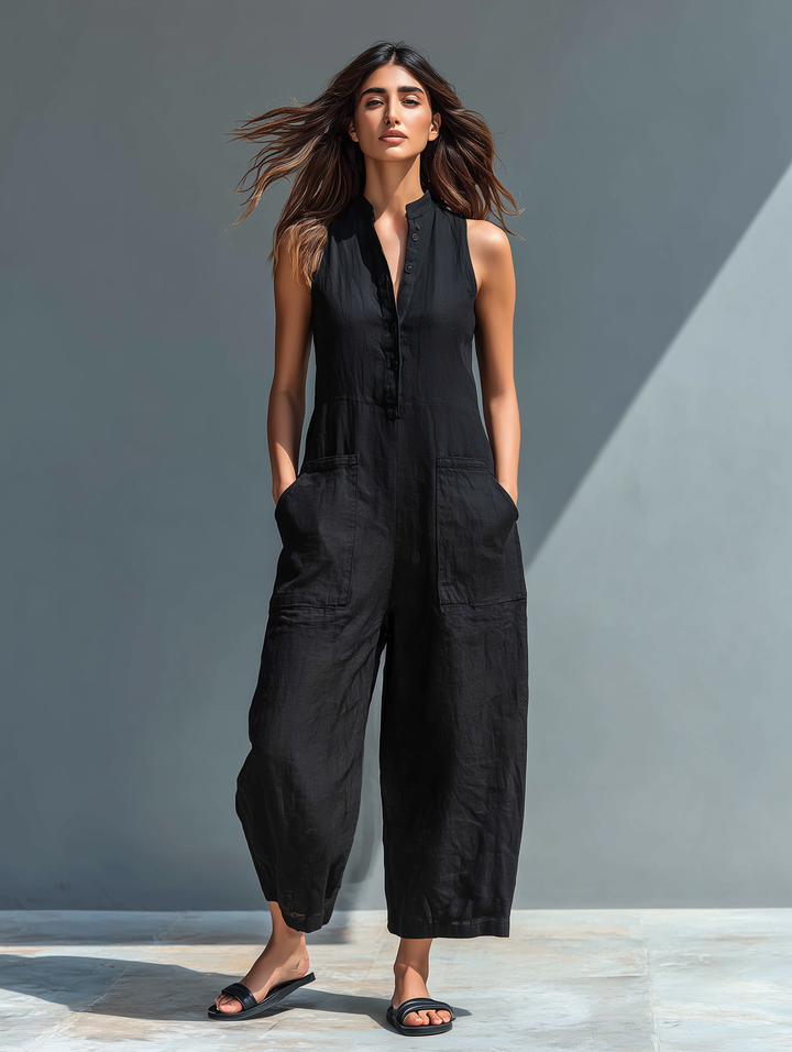 Fließender Leinen-Jumpsuit für Damen