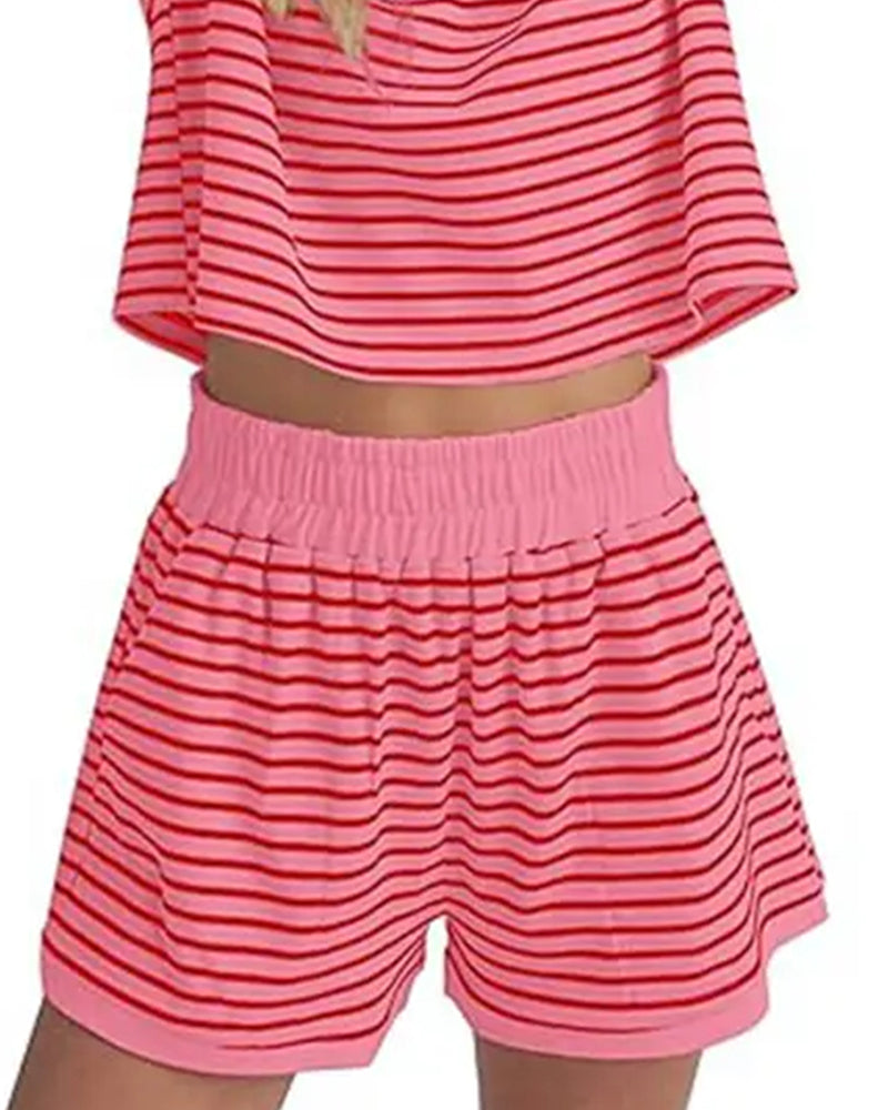 Bequemes Damen Shorts Set für Sommer und Freizeit mit Kurzarm-Oberteil