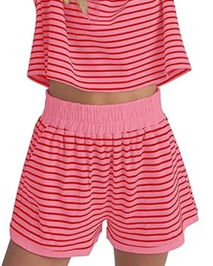 Bequemes Damen Shorts Set für Sommer und Freizeit mit Kurzarm-Oberteil