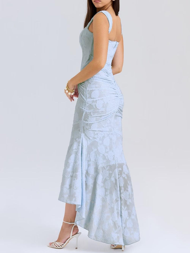 Blaues Glockenblumen-Maxikleid