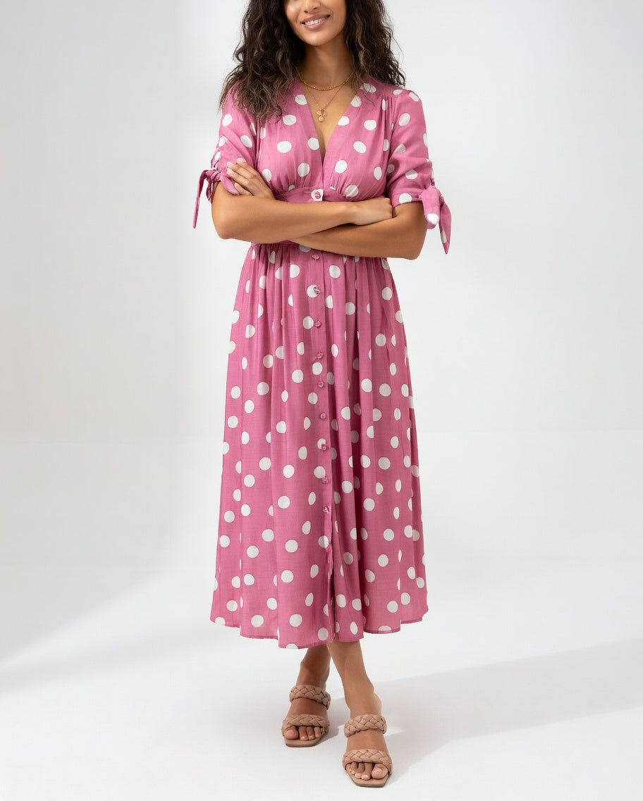 Elegantes Midikleid mit Punkte-Muster