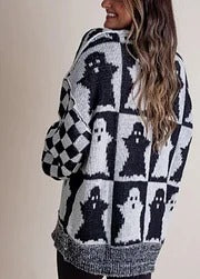 Halloween Kariertes Strickpullover