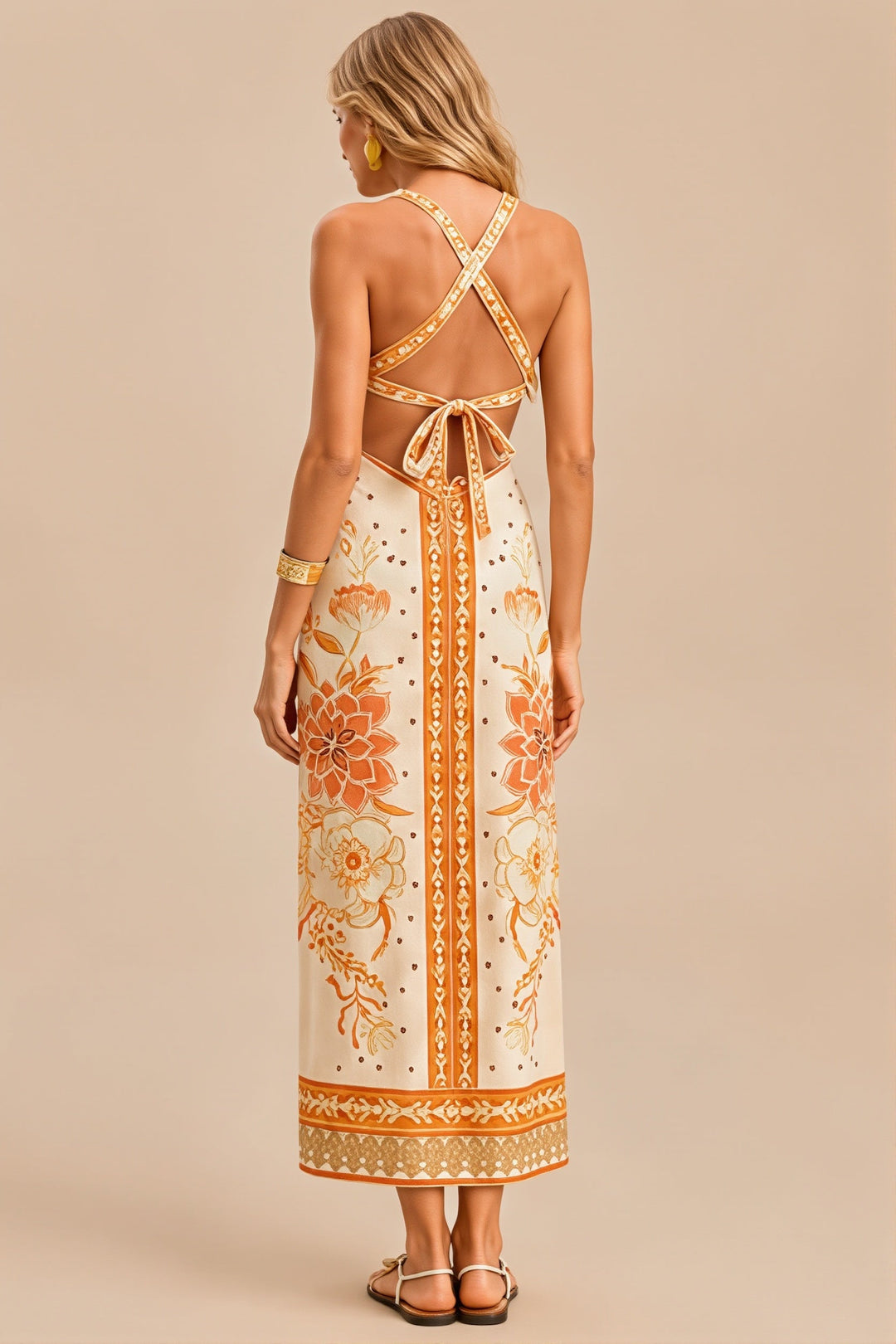 Boho Midikleid mit Blumenprint in Midi-Länge für sommerliche Anlässe