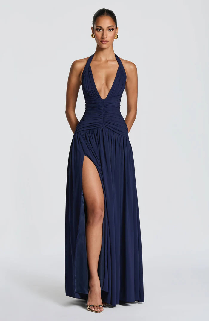 Ärmelloses Damen-Maxikleid mit V-Ausschnitt