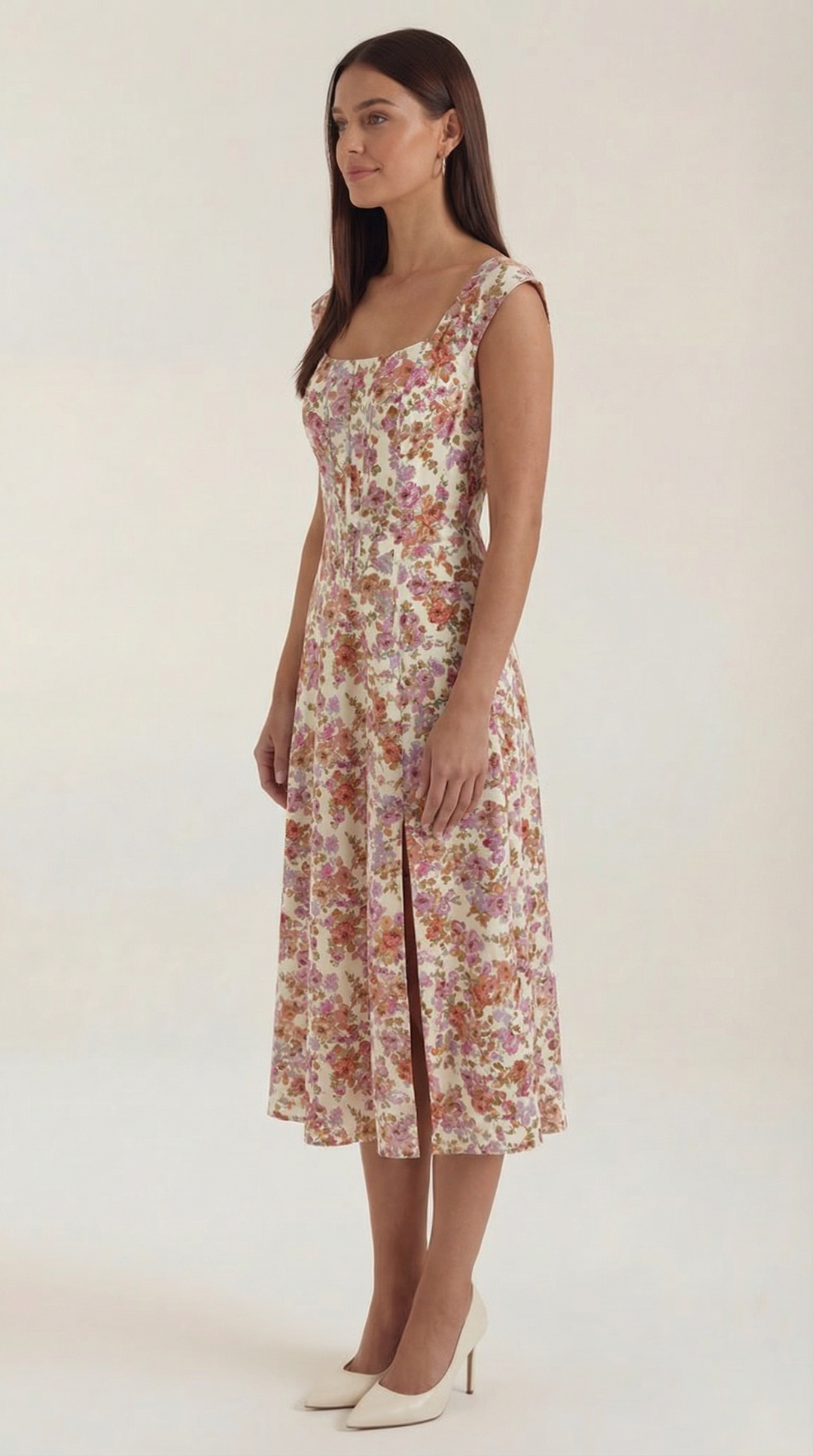 Damen Korsett Midikleid Elegantes Hochzeitsgastkleid