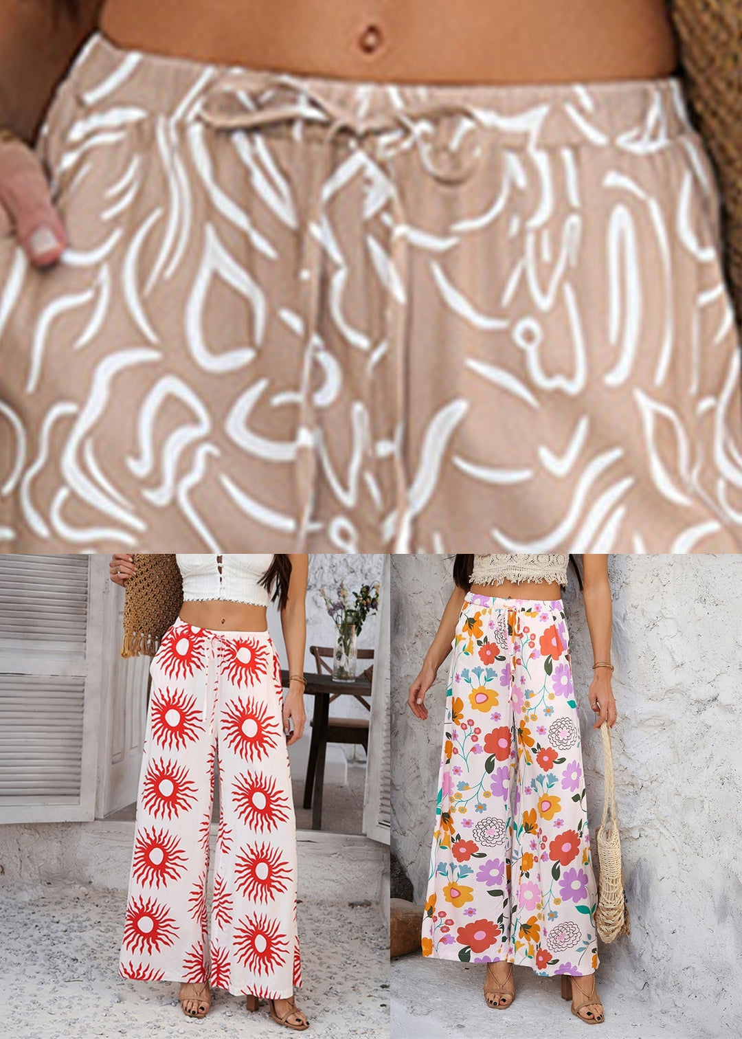 Sommerhose aus Bio-Baumwolle mit weitem Bein und elastischem Bund