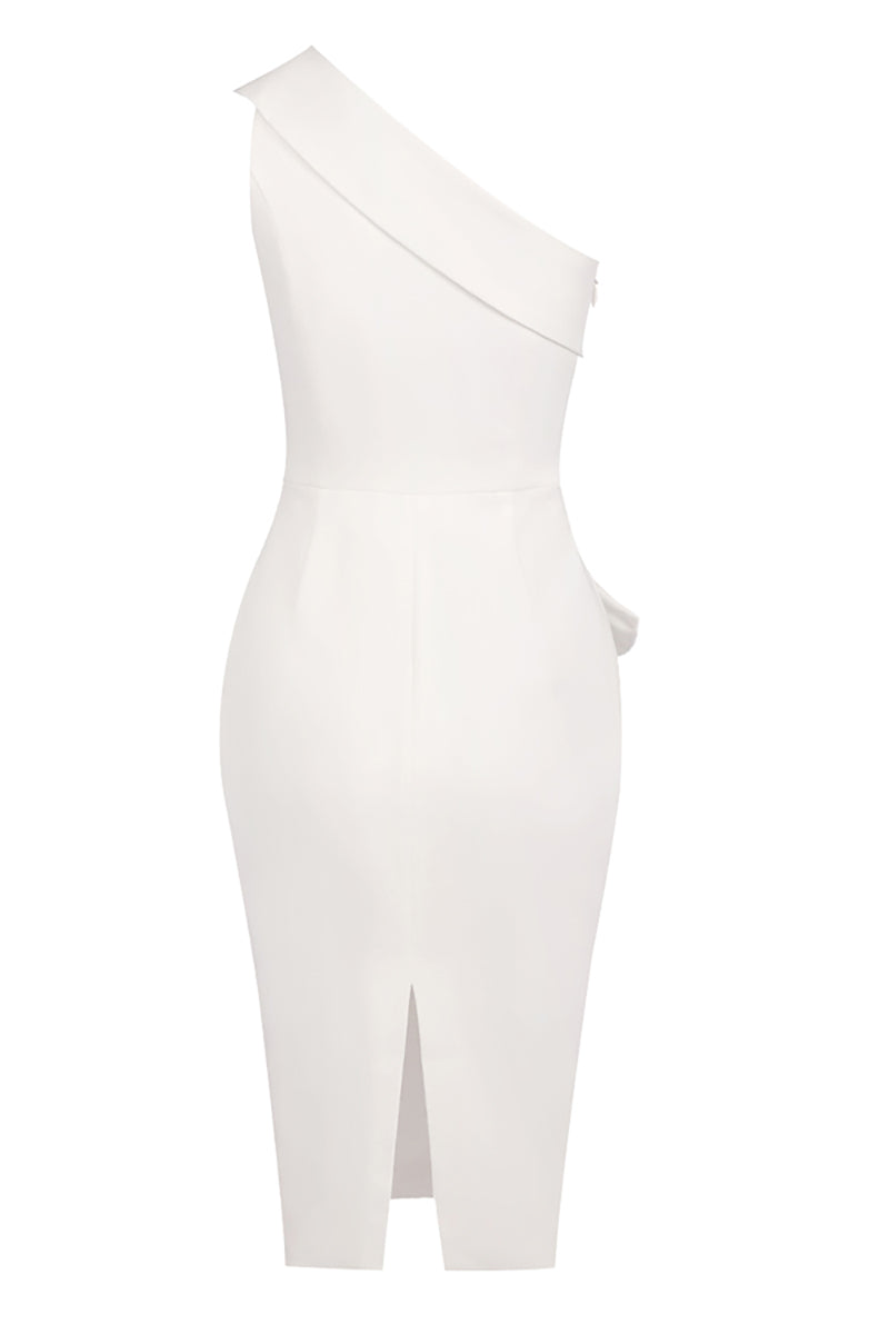Weißes Off-Shoulder-Midikleid mit Rüschen für Damen