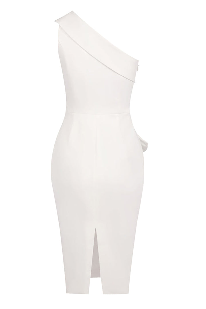 Weißes Off-Shoulder-Midikleid mit Rüschen für Damen