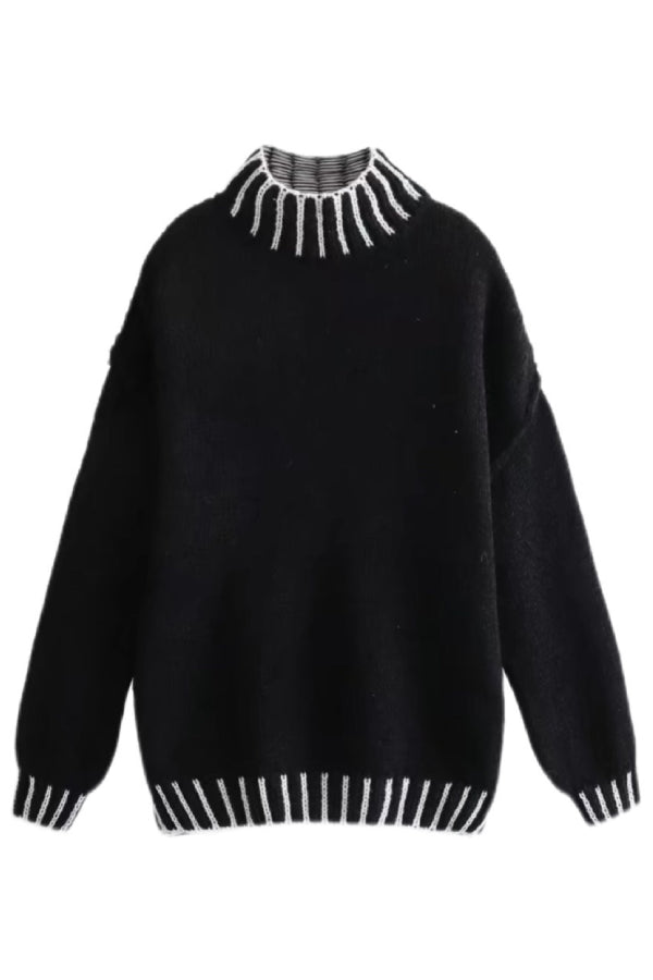 Gemütlicher Rollkragen-Pullover mit Farbblockmuster