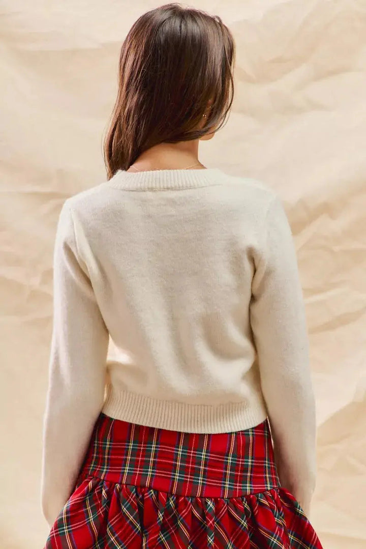 Gemütlicher Weihnachten Candy Cone Kurzpullover
