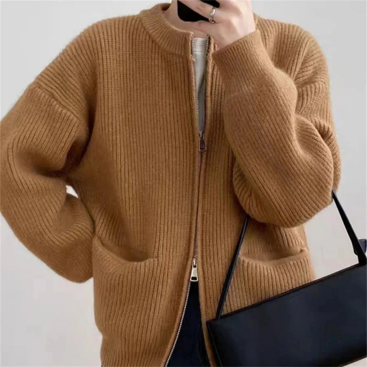 Eleganter Reißverschluss-Cardigan für Damen in großen Größen Komfort