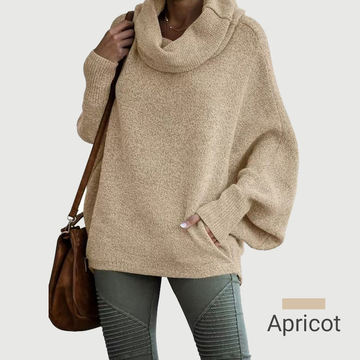 Gemütlicher Batwing-Pullover mit Wasserfallausschnitt und Taschen
