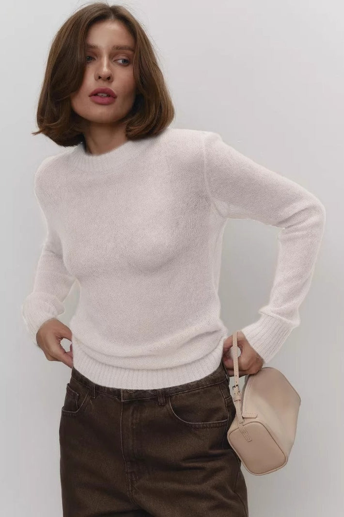 Damen Feinstrickpullover Mit Rundhalsausschnitt