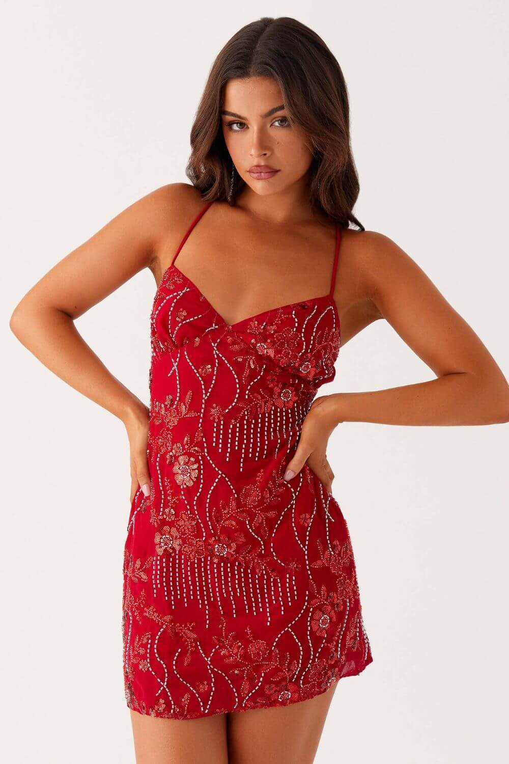 Polyesterkurzkleid mit Paillettenverzierung