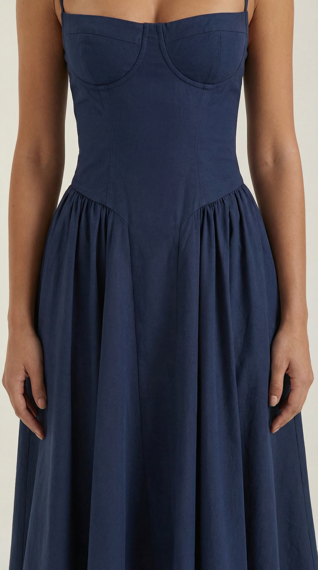 Damen Blumenmieder Midikleid mit Herzausschnitt