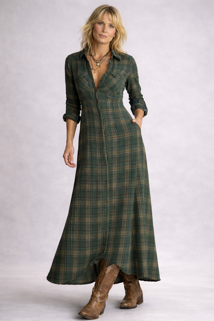 Maxikleid mit klassischem Karomuster