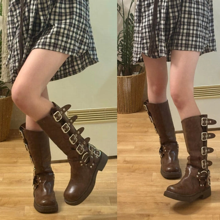 Freche Low Heel Punk Gothic Rock Stiefel